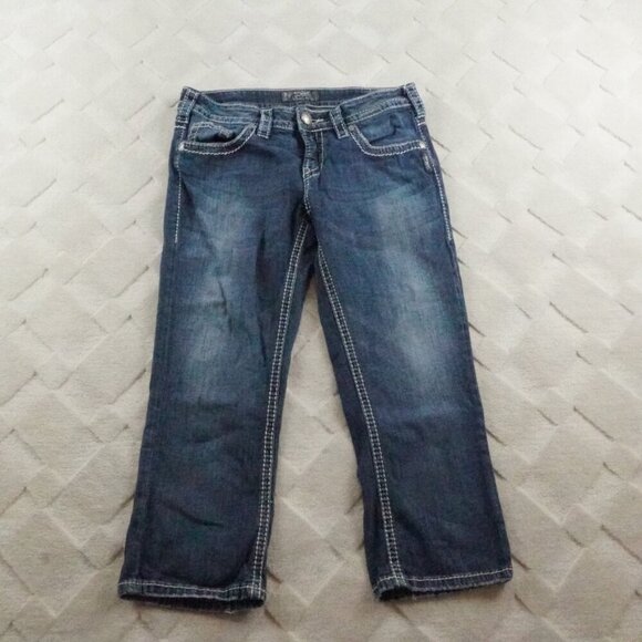 Silver Jeans Aiko Capri Womens 30 Blue Denim Western Rodeo Cowgirl - Picture 1 of 10